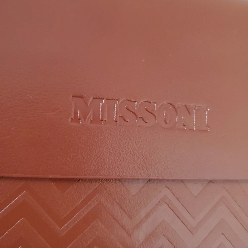 Missoni Terracotta Orange Chevron Embossed Eyewear Glasses Case Magnetic Closure